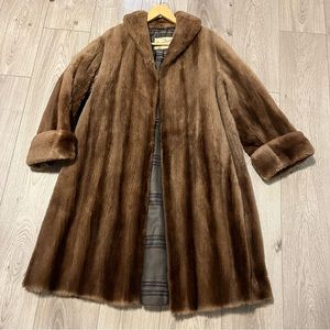 Vintage Brown Mink Fur Full Length Coat by Brodey-Draimin Made in Canada Toronto